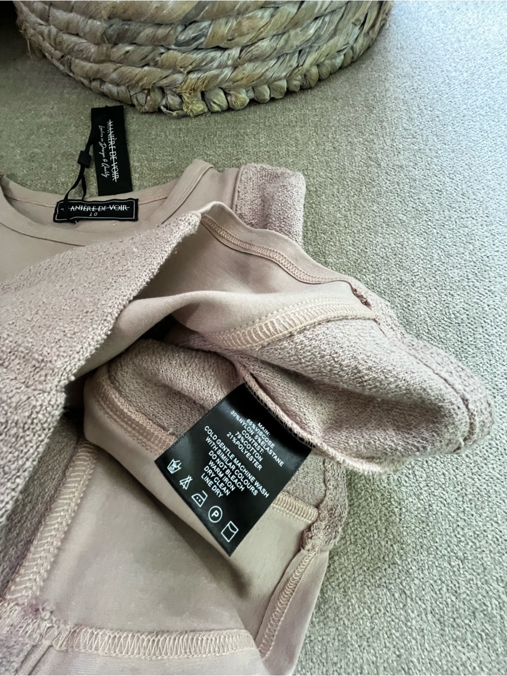 NWT Pale Pink Towelling Panel Top Maniere du Voir UK 10 - Picture 14 of 16